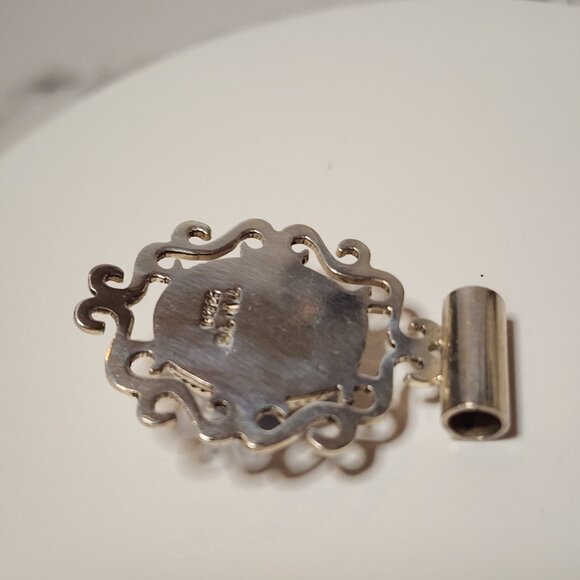 Vintage 925 Sterling Silver Large Cat's Eye Glass Pendant - Picture 6 of 7